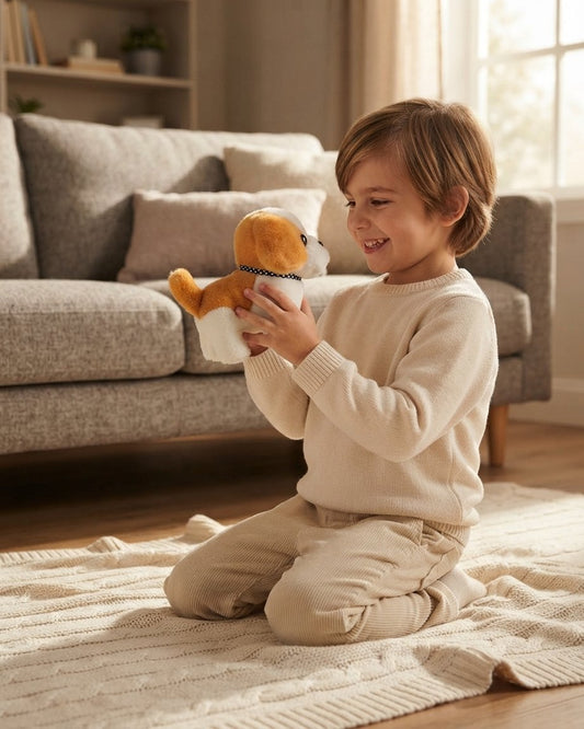 Interactive Robot Puppy with Plush Coat, Walking and Barking