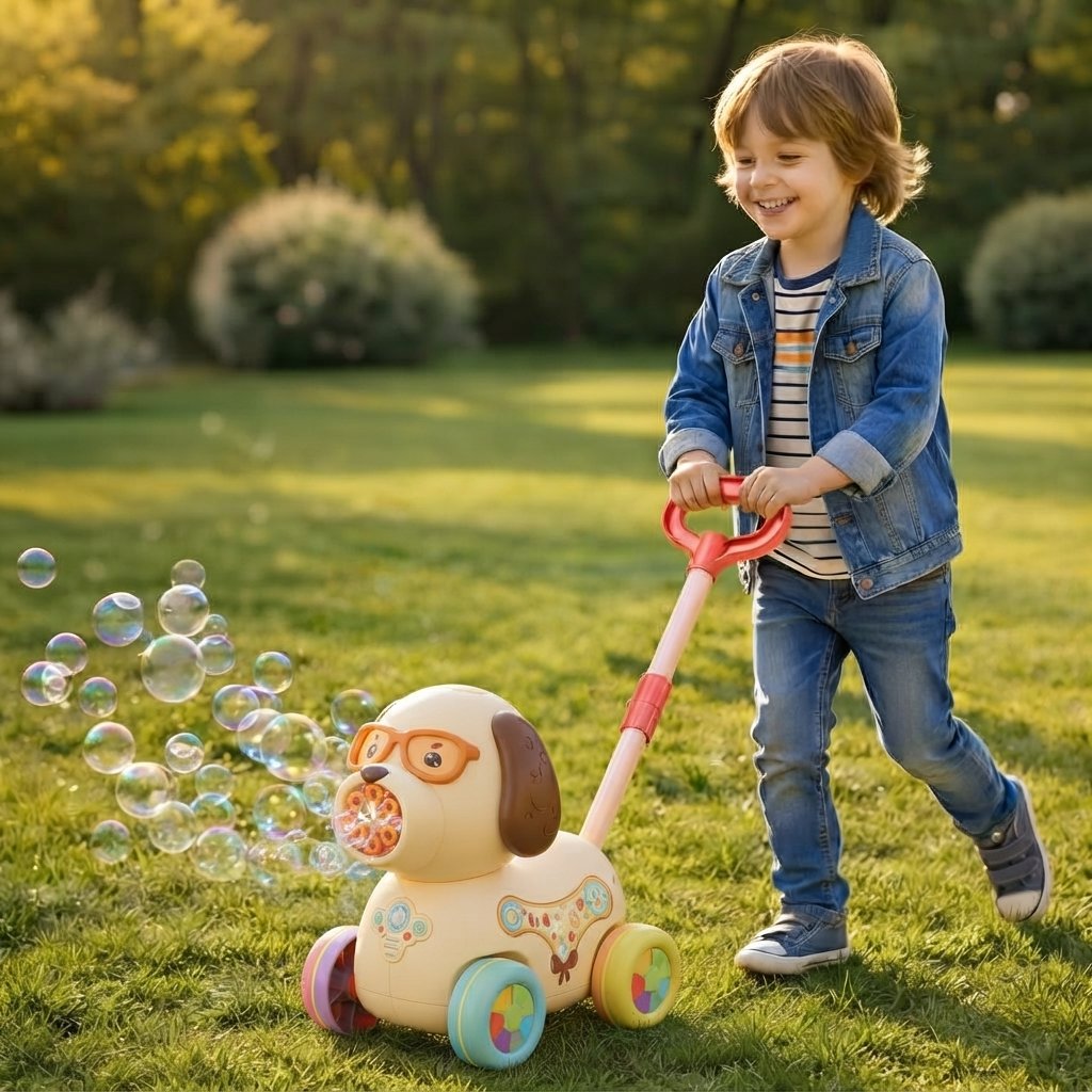 Kids Bubble Push Toy with LED Lights, USB Rechargeable