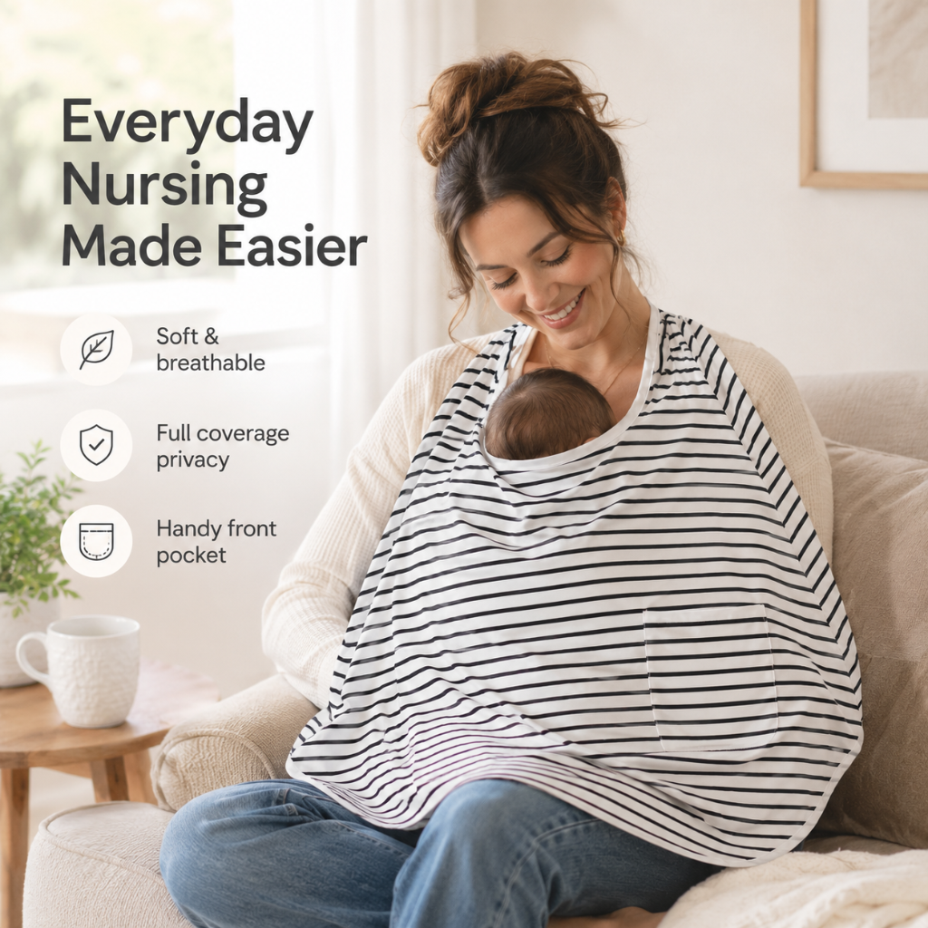 Stretch Cotton Blend Nursing Cover with 360° Coverage
