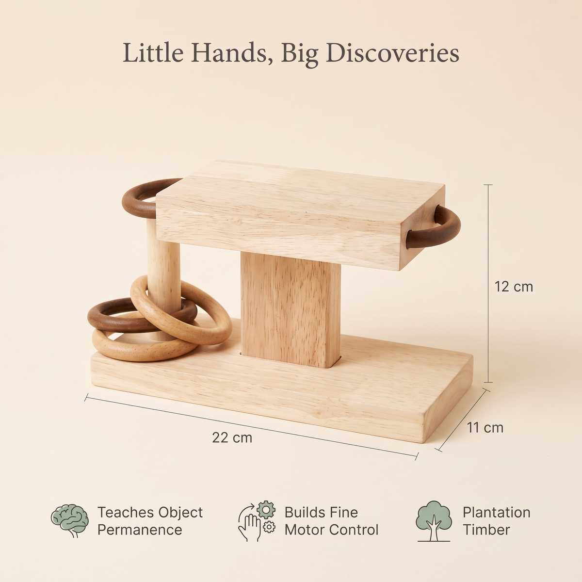 Wooden Rings Activity Toy for Object Permanence