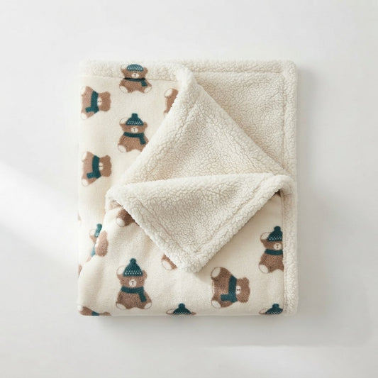 Baby Pram Blanket with Sherpa Fleece Reverse, 76 x 102 cm