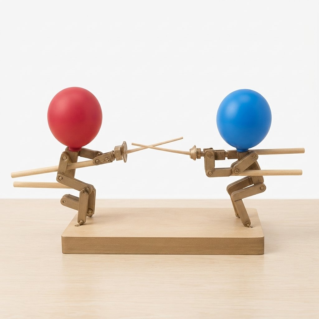 Wooden Balloon Fencing Game for Two Players