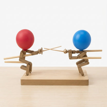 Wooden Balloon Fencing Game for Two Players