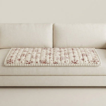 Quilted Christmas Sofa Cover with Snowflake Pattern