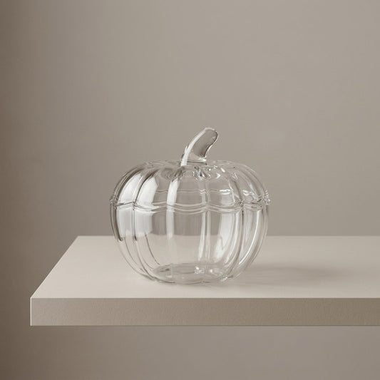 Glass Pumpkin Jar with Lid, Clear
