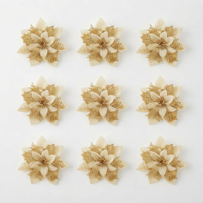 Glitter Poinsettia Christmas Tree Flowers