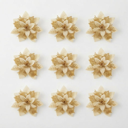 Glitter Poinsettia Christmas Tree Flowers
