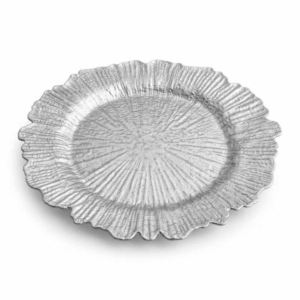 Reef Texture Charger Plates with Scalloped Edge, 13 in