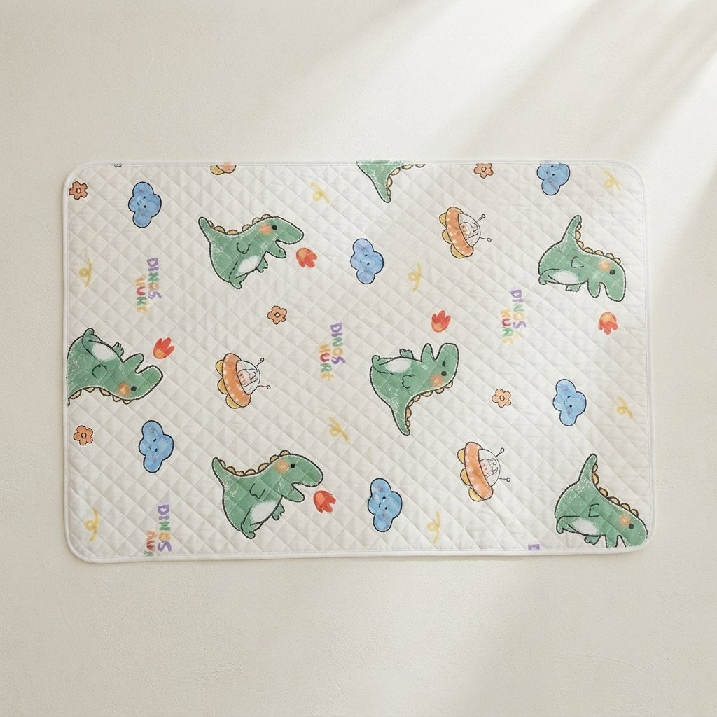 Quilted Cotton Bed Protector Pad with Printed Designs