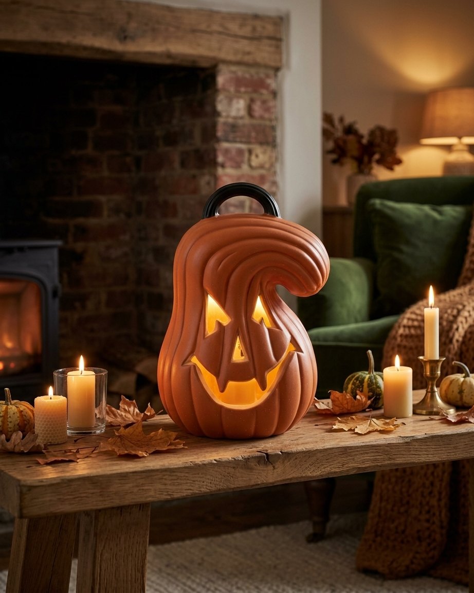Jack-o'-Lantern Pumpkin Lamp with Multicolor LED, Orange