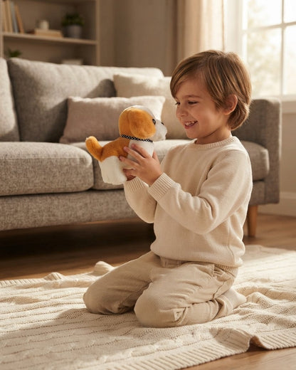 Interactive Robot Puppy with Plush Coat, Walking and Barking