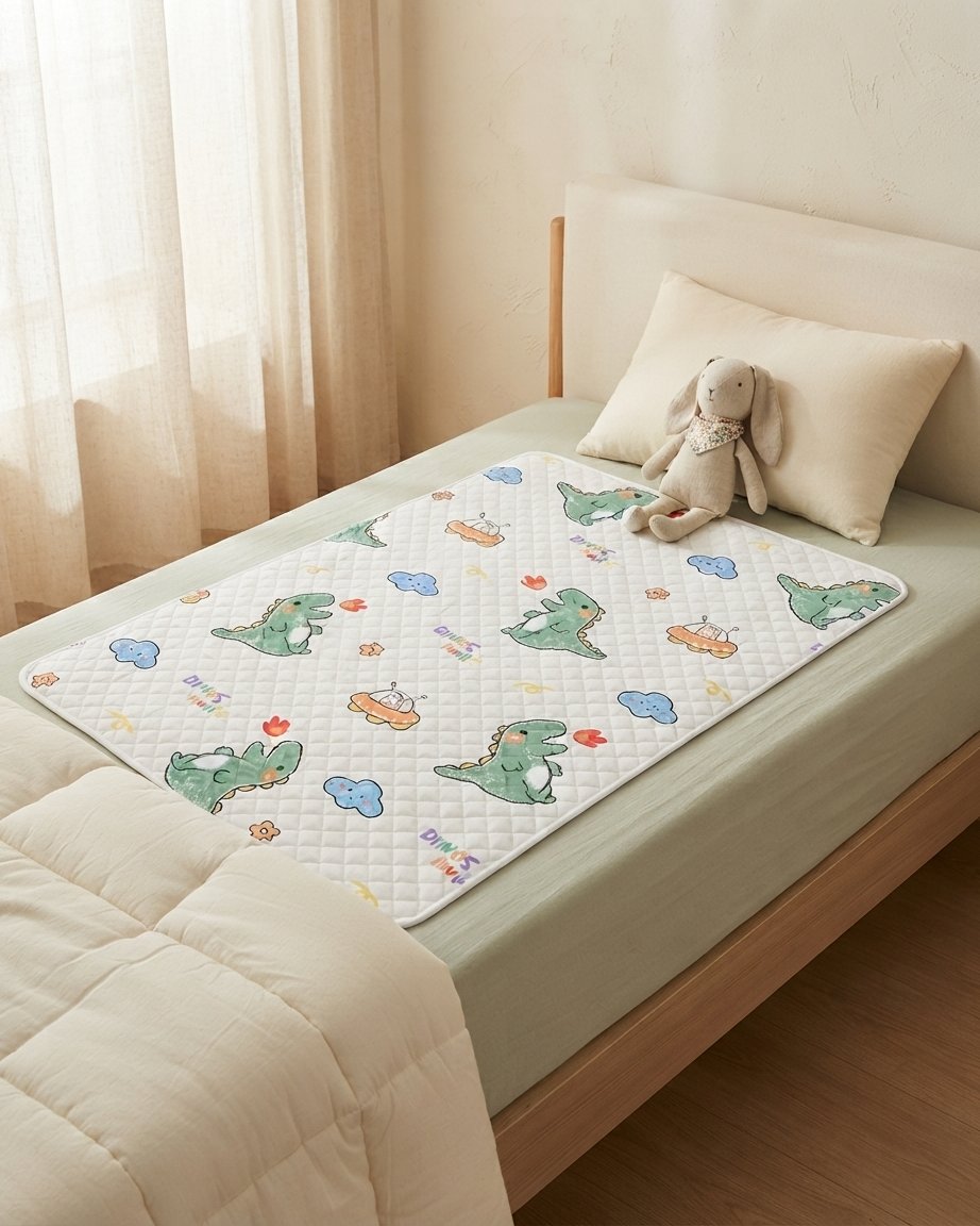 Quilted Cotton Bed Protector Pad with Printed Designs