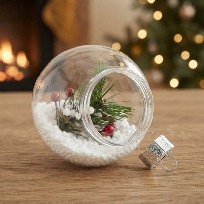 Clear Fillable Plastic Christmas Baubles, Set of 24