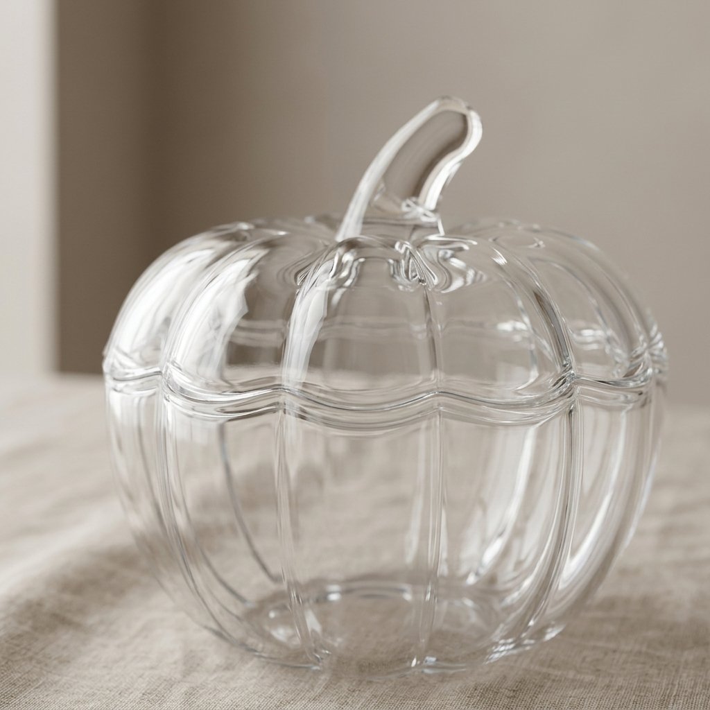 Glass Pumpkin Jar with Lid, Clear