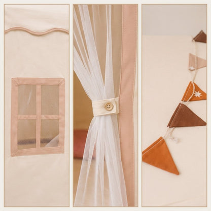 Kids Playhouse Tent with Bunting and Roll-Up Curtains