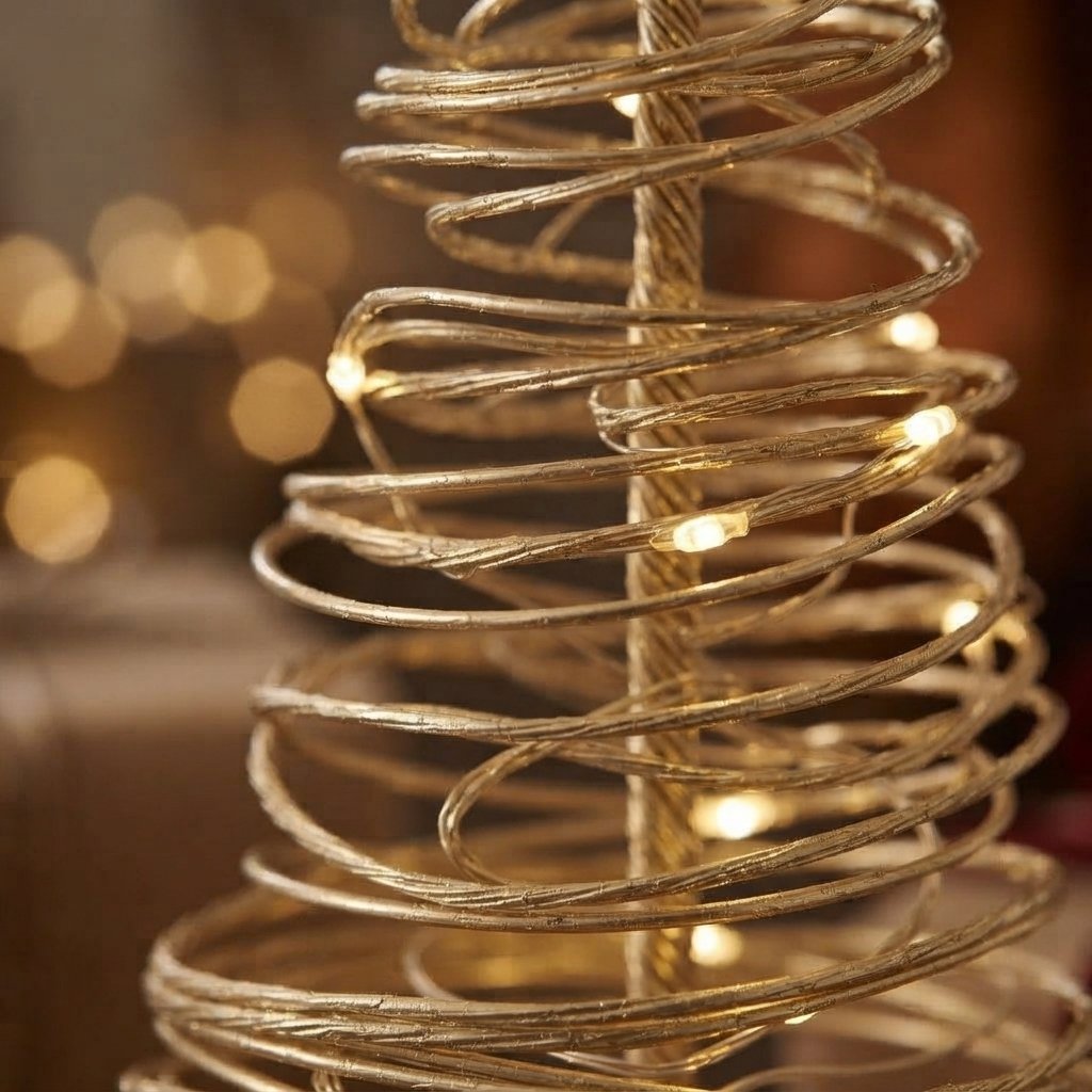 LED Spiral Christmas Tree with Star and Warm White Lights, 33 cm
