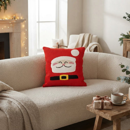 Tufted Christmas Cushion Cover, Cotton, 14 x 14 in