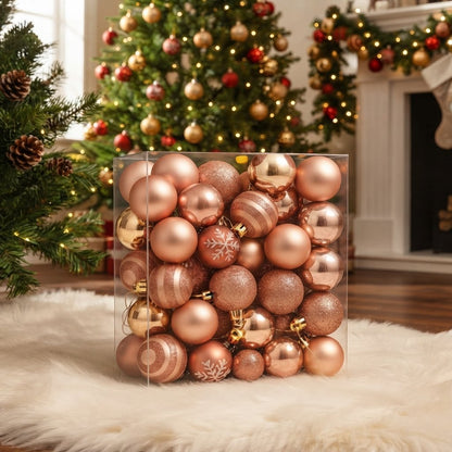 Plastic Christmas Tree Baubles, Set of 50 – Red and Gold, 4 cm