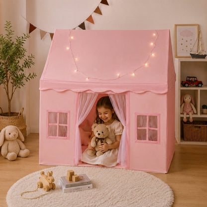 Kids Playhouse Tent with Bunting and Roll-Up Curtains