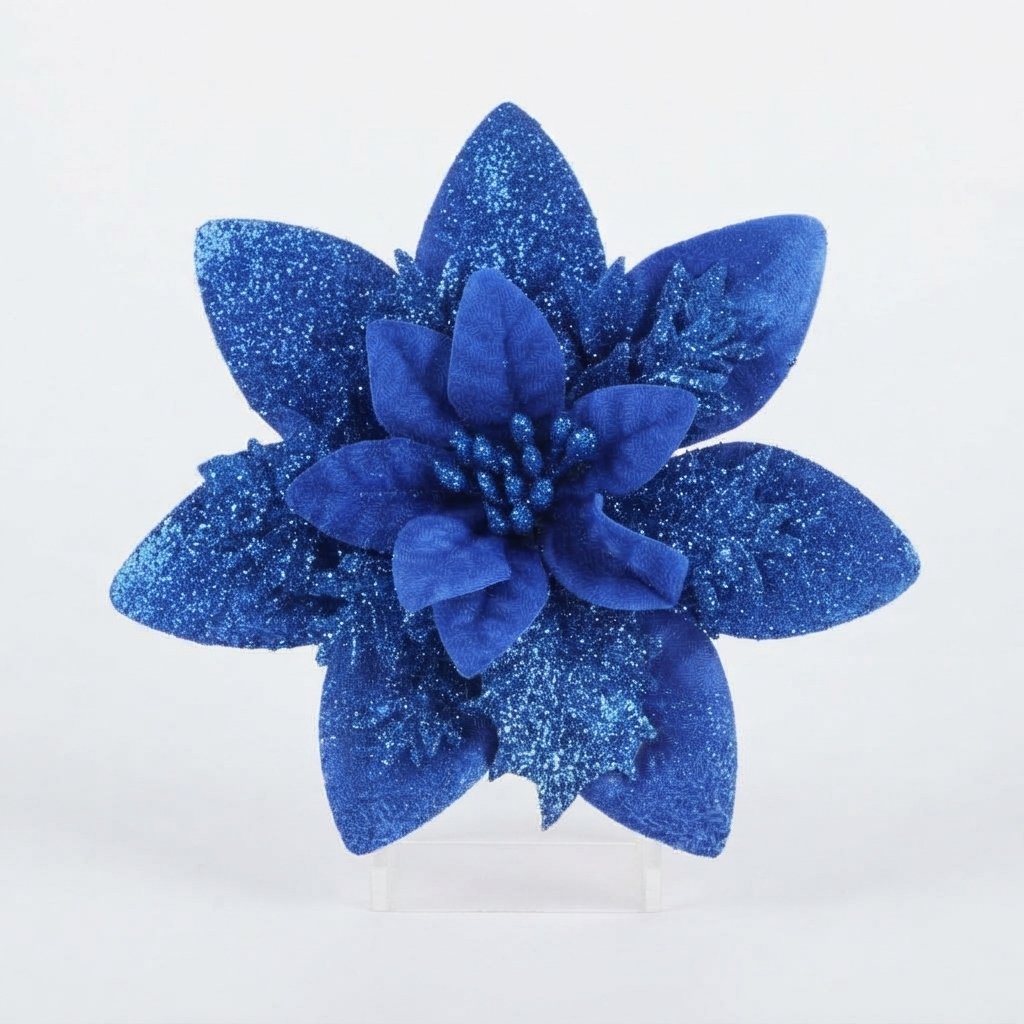 Glitter Poinsettia Christmas Tree Flowers