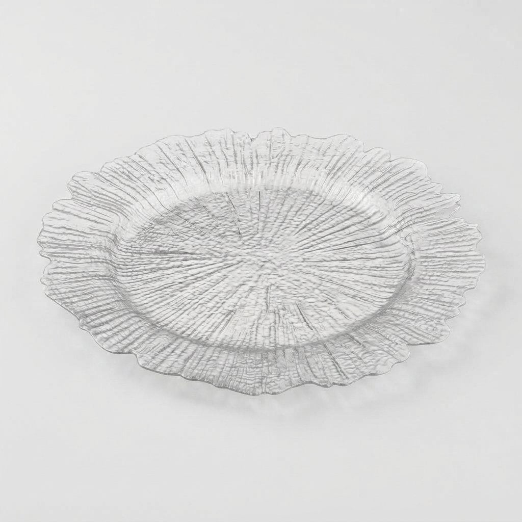 Reef Texture Charger Plates with Scalloped Edge, 13 in