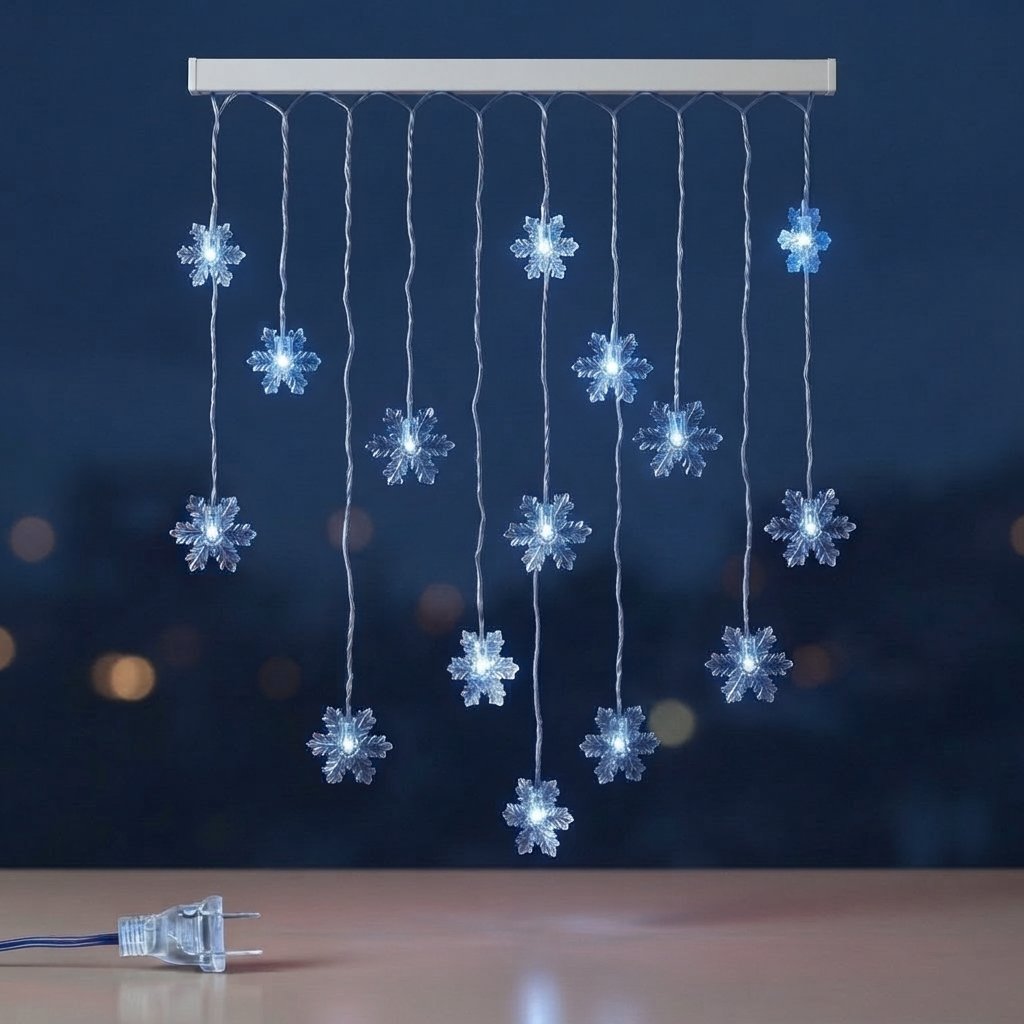 Snowflake LED Curtain Lights, 3.2 m