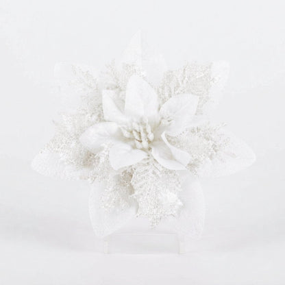 Glitter Poinsettia Christmas Tree Flowers