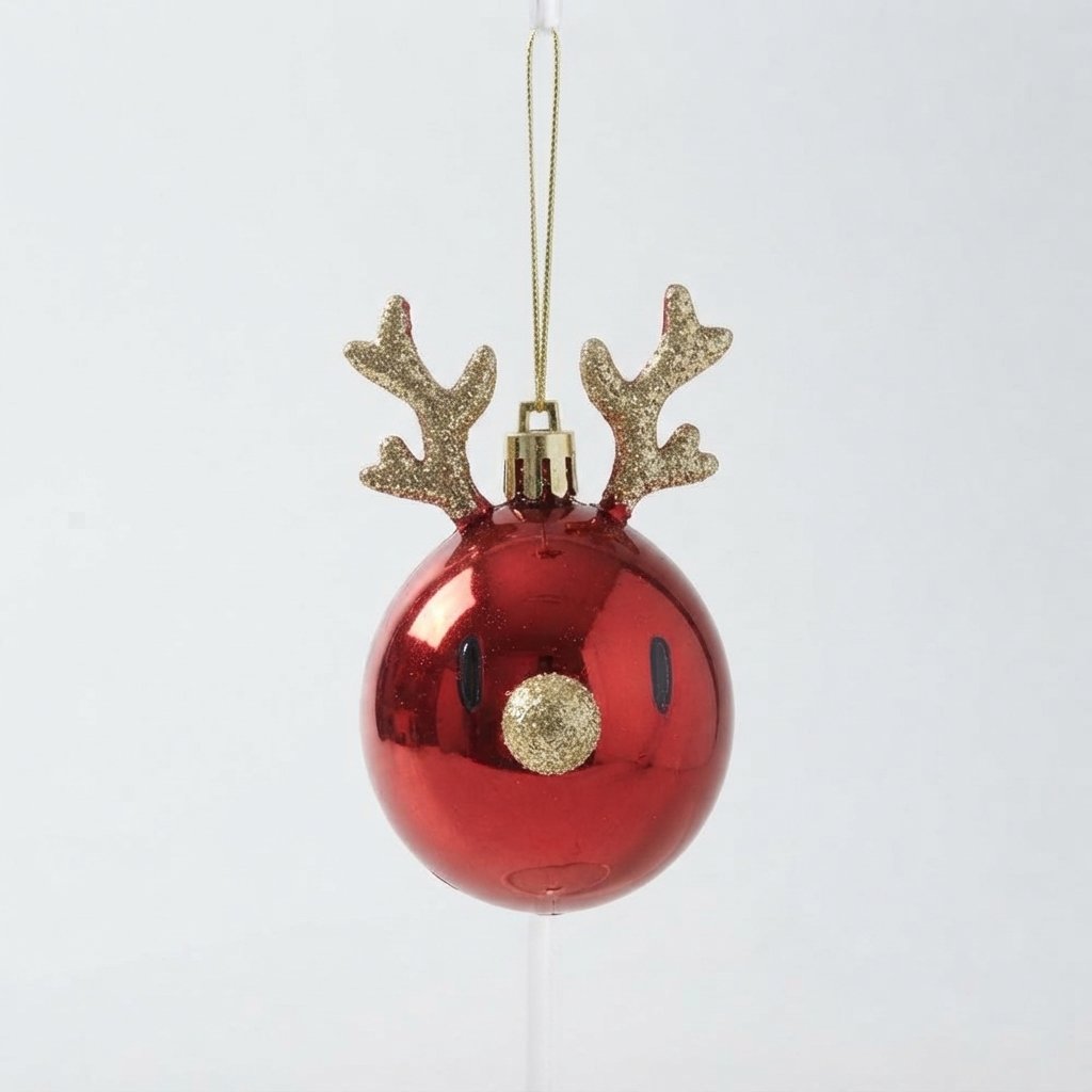 Reindeer Christmas Tree Baubles with Antlers, Set of 2