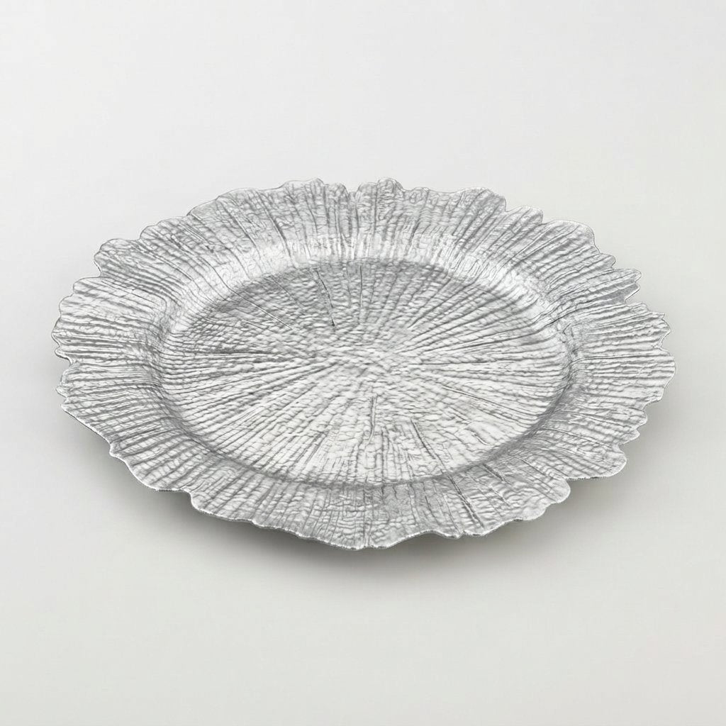 Reef Texture Charger Plates with Scalloped Edge, 13 in