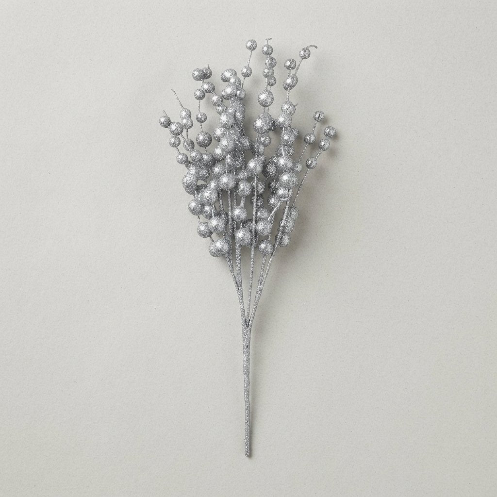 Glitter Berry Stems for Christmas Trees, Pack of 10
