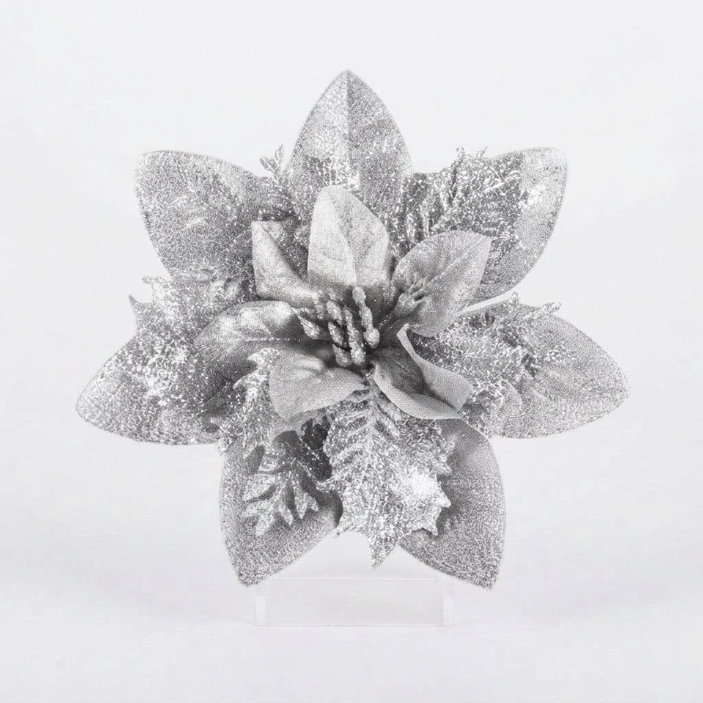 Glitter Poinsettia Christmas Tree Flowers