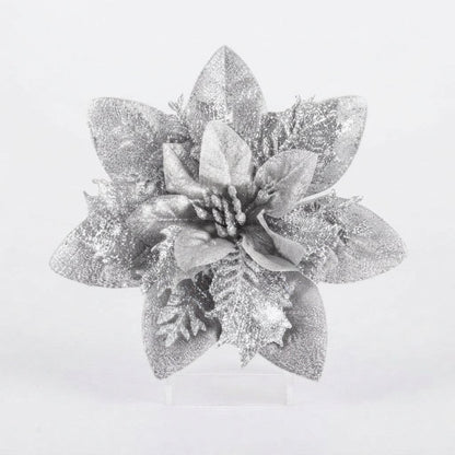 Glitter Poinsettia Christmas Tree Flowers