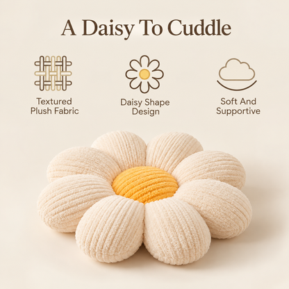 Daisy Flower Cushion in Boucle – 40 cm, Off-White
