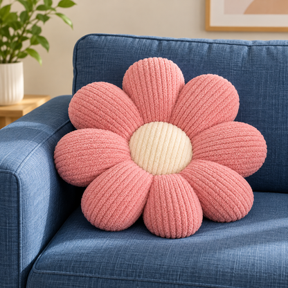 Daisy Flower Cushion in Boucle – 40 cm, Pink