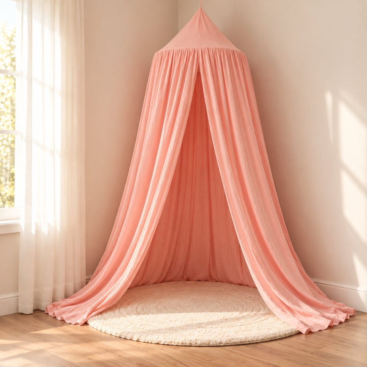 Kids Hanging Bed Canopy for Reading Dens, 270 cm – Peach