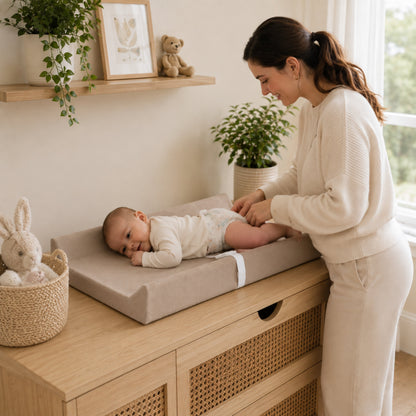 Contoured Baby Changing Pad with Raised Sides, Khaki