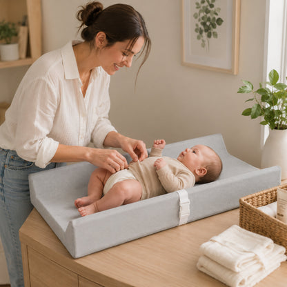 Contoured Baby Changing Pad with Raised Sides, Gray