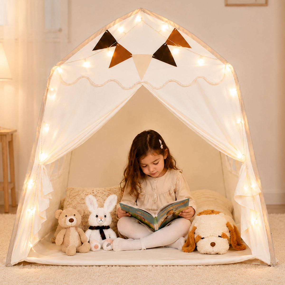 Kids Canopy Play Tent with Fibreglass Rods, Beige