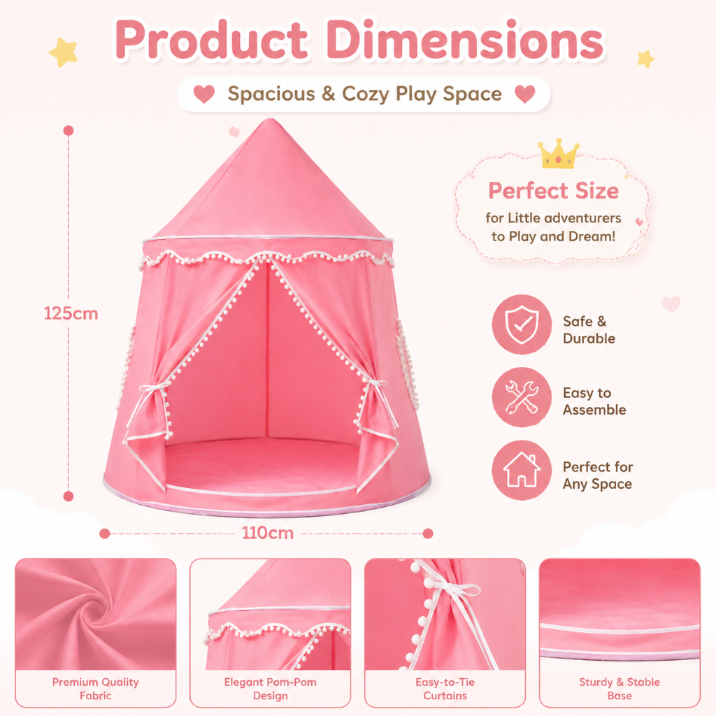 Kids Indoor Teepee Play Tent