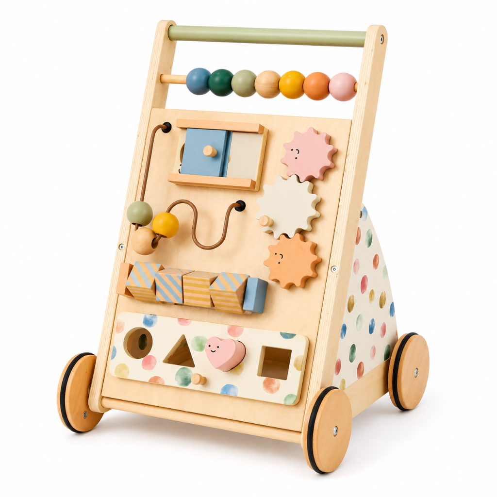 Wooden Baby Walker with Activity Board