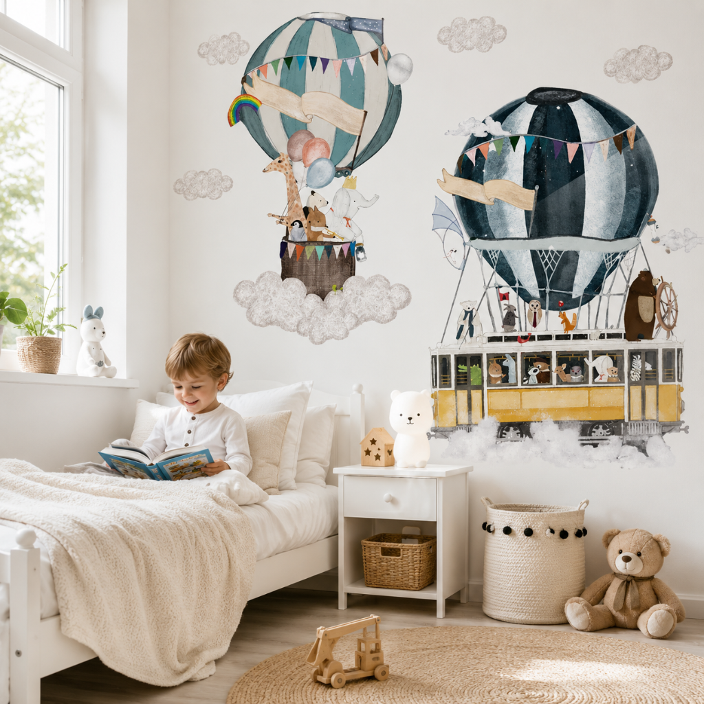 Hot Air Balloon Wall Stickers, Removable Vinyl