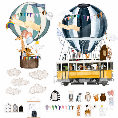 Hot Air Balloon Wall Stickers, Removable Vinyl