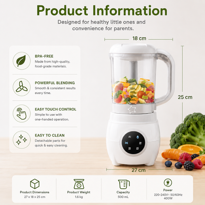 Baby Food Maker with Steam and Blend Functions, Gray