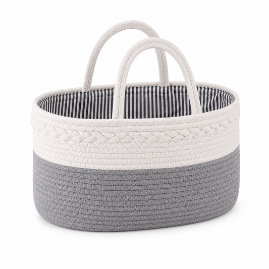 Fabric Nappy Caddy Organizer with Carry Handles, Gray