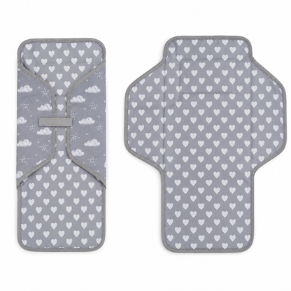 Portable Nappy Changing Mat with Built-in Pillow, Gray