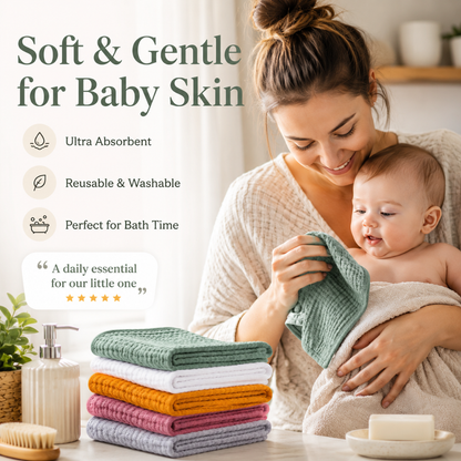 6-Layer Cotton Muslin Burp Cloth Set
