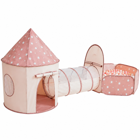 Kids Pop-Up Play Tent with Crawl Tunnel and Ball Pit