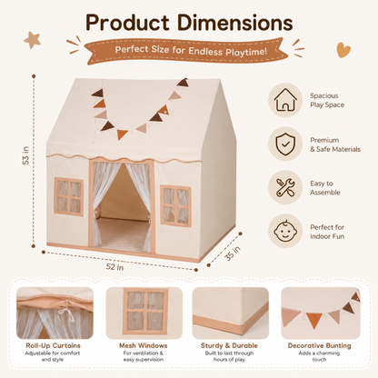 Kids Cotton Playhouse Tent with Plastic Support Poles