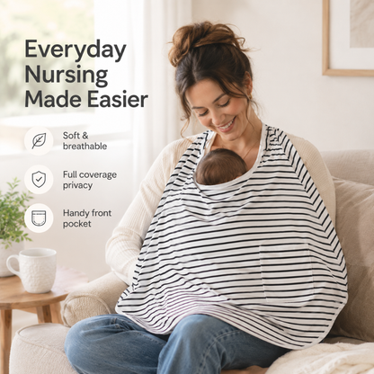Stretch Cotton Blend Nursing Cover with 360° Coverage