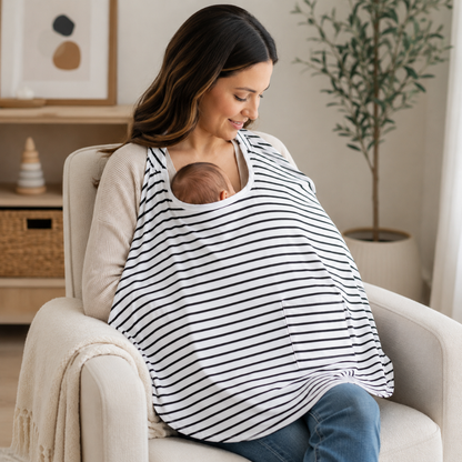 Stretch Cotton Blend Nursing Cover with 360° Coverage